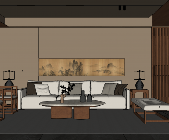 New Chinese Style A Living Room-ID:592629912