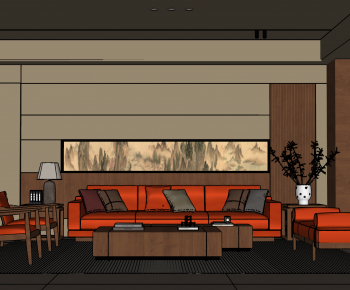 New Chinese Style A Living Room-ID:841567046