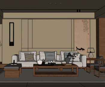 New Chinese Style A Living Room-ID:570684912