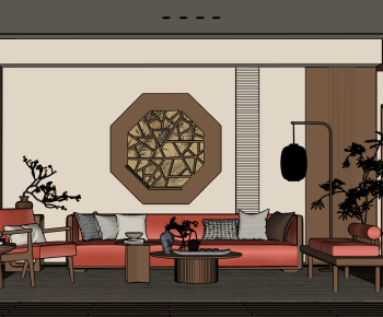 New Chinese Style A Living Room-ID:336473948