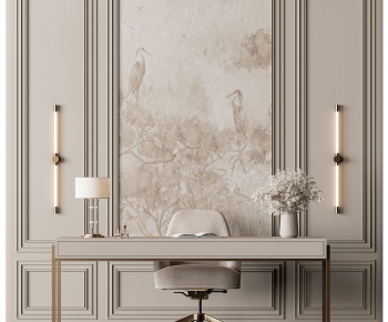 French Style Computer Desk And Chair-ID:509944923