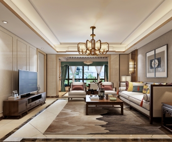 New Chinese Style A Living Room-ID:323482049