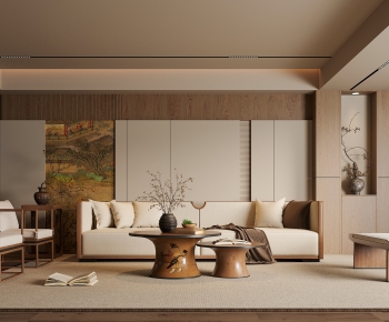 New Chinese Style A Living Room-ID:701179514