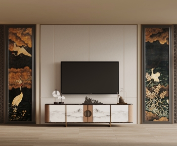New Chinese Style TV Wall-ID:475389004