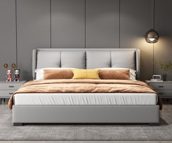 Modern Double Bed-ID:858786115