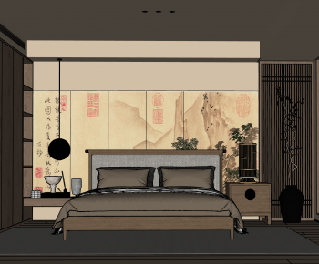 新中式中古风卧室-ID:709439041