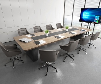 现代办公会议桌椅组合3D模型