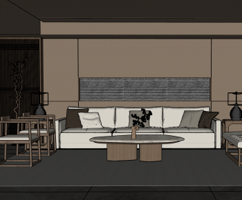 New Chinese Style A Living Room-ID:740180056