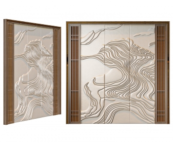 New Chinese Style TV Wall-ID:626979111