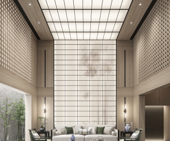 新中式挑空别墅客厅-ID:384070972