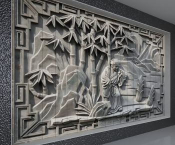 New Chinese Style TV Wall-ID:789916048