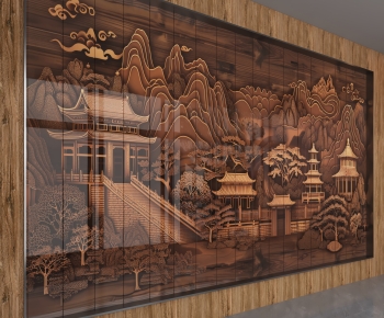 New Chinese Style TV Wall-ID:723392016