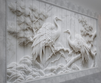 New Chinese Style TV Wall-ID:817678933