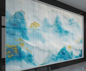 New Chinese Style TV Wall-ID:553983932