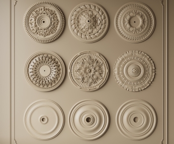 French Style Plaster Carved Top Plate-ID:155699345