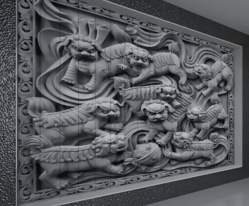 New Chinese Style TV Wall-ID:686691056