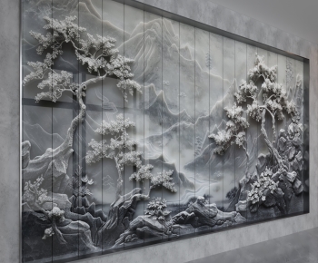 New Chinese Style TV Wall-ID:375281102