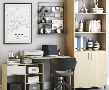 Modern Computer Desk And Chair-ID:479516987