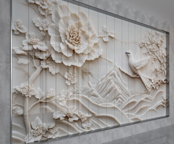 New Chinese Style TV Wall-ID:804436925