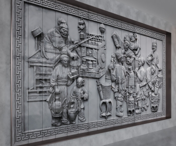 New Chinese Style TV Wall-ID:810945997