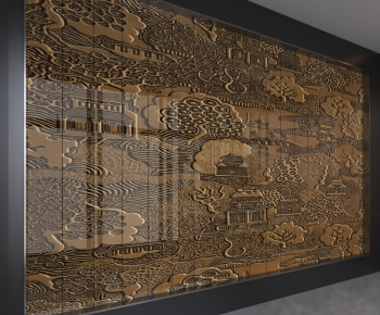 New Chinese Style TV Wall-ID:821166045