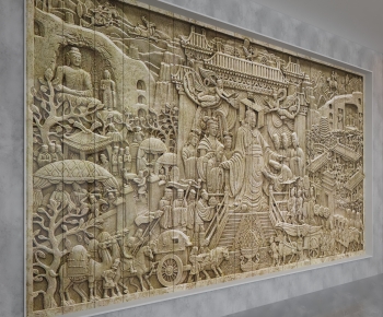 New Chinese Style TV Wall-ID:448936944