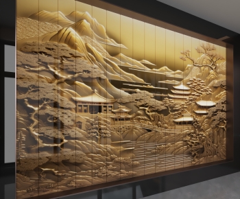 New Chinese Style TV Wall-ID:186017995