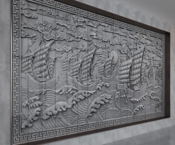 New Chinese Style TV Wall-ID:125300923