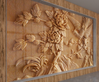 New Chinese Style TV Wall-ID:964826116