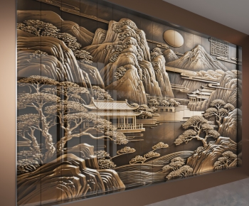 New Chinese Style TV Wall-ID:409555918