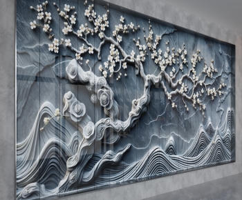 New Chinese Style TV Wall-ID:463496922