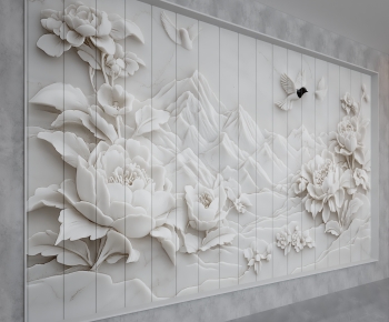 New Chinese Style TV Wall-ID:264709039