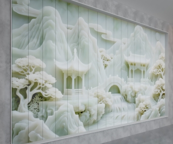 New Chinese Style TV Wall-ID:659010461