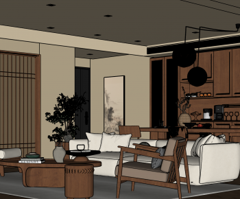 New Chinese Style A Living Room-ID:909811023