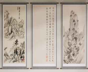 新中式装饰挂画组合-ID:437760113