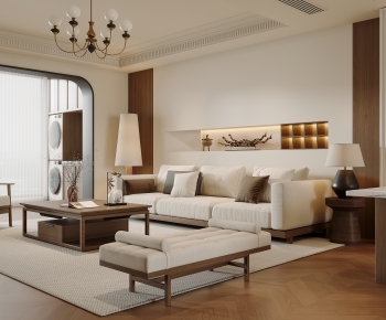 New Chinese Style A Living Room-ID:457289245