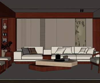 New Chinese Style A Living Room-ID:296659955