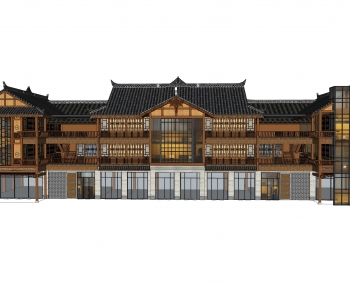 中式古建商业楼外观-ID:195991991