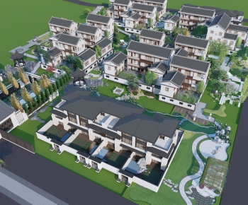 New Chinese Style Architectural Bird's-eye View Planning-ID:199148891