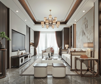 New Chinese Style A Living Room-ID:218241934