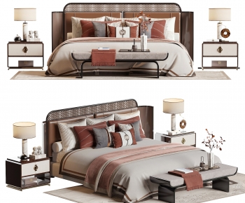New Chinese Style Double Bed-ID:966602096