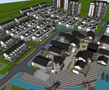 New Chinese Style Architectural Bird's-eye View Planning-ID:416609053