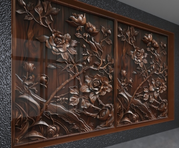 New Chinese Style TV Wall-ID:403723007