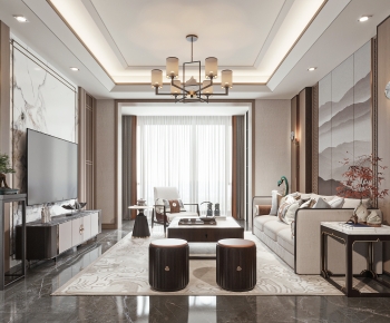 New Chinese Style A Living Room-ID:232213978