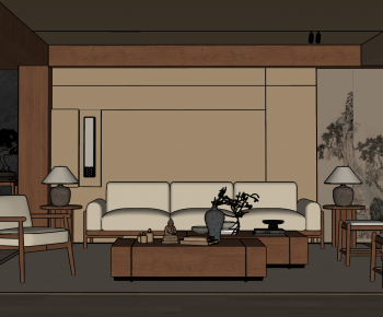 New Chinese Style A Living Room-ID:204265122