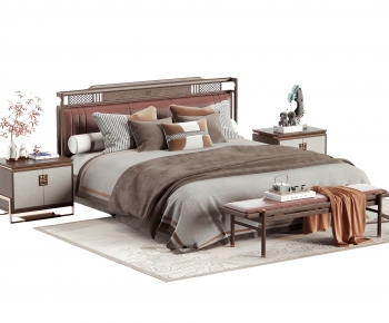 New Chinese Style Double Bed-ID:761074076