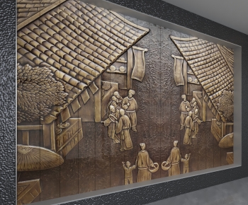 New Chinese Style TV Wall-ID:955565933