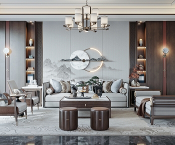 New Chinese Style A Living Room-ID:888500932