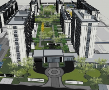 现代住宅小区鸟瞰规划-ID:278461932