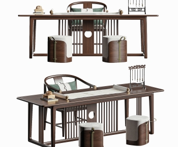 New Chinese Style Computer Desk And Chair-ID:474476106